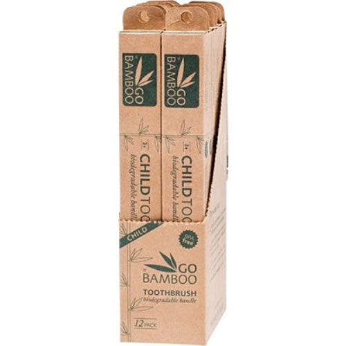 GO BAMBOO Childrens Toothbrush 2+ Bulk 12 pack