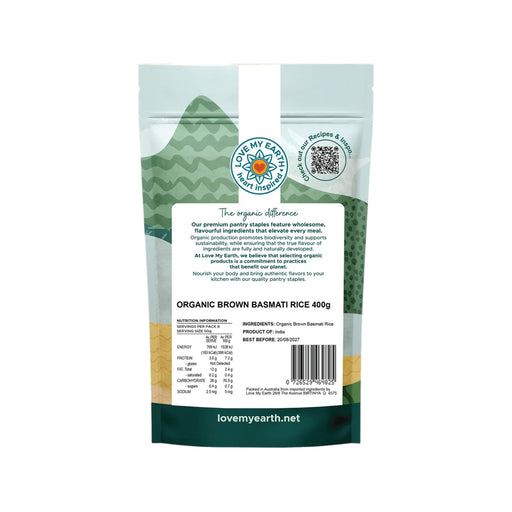 LOVE MY EARTH Organic Brown Basmati Rice 400g