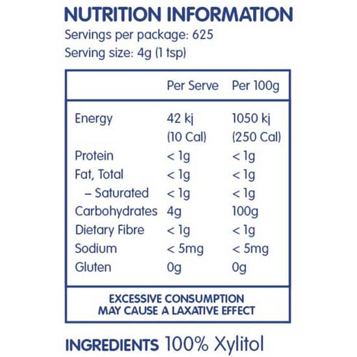 NATURALLY SWEET Xylitol Natural Sugar Alternative 2.5kg Nutritional Information